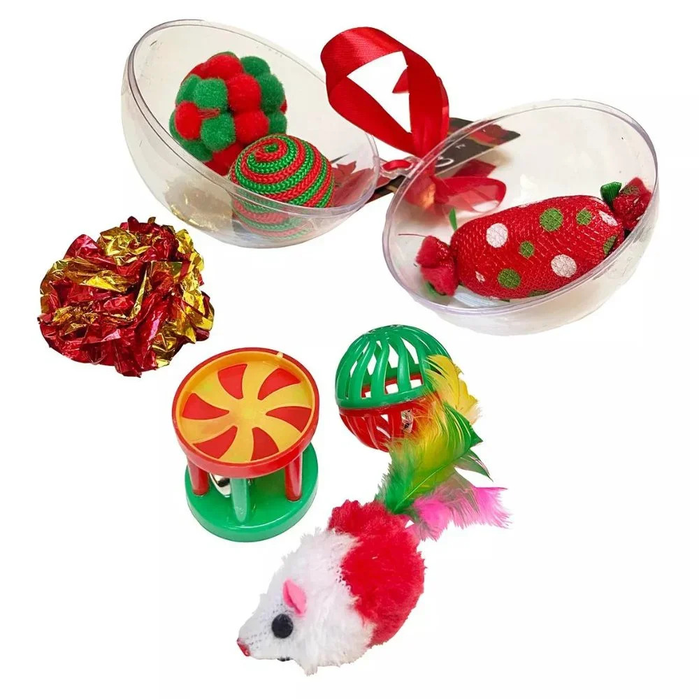 Christmas 7-piece Ornament Cat Toy Set